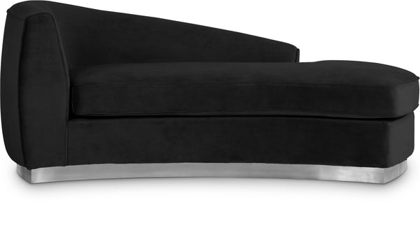 Julian Velvet / Engineered Wood / Stainless Steel / Foam Contemporary Black Velvet Chaise - 71" W x 40.5" D x 29" H