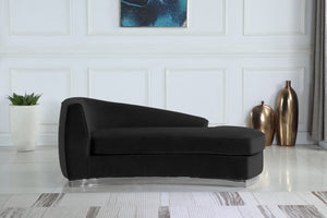 Julian Velvet / Engineered Wood / Stainless Steel / Foam Contemporary Black Velvet Chaise - 71" W x 40.5" D x 29" H