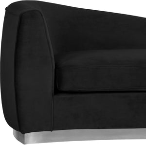 Julian Velvet / Engineered Wood / Stainless Steel / Foam Contemporary Black Velvet Chaise - 71" W x 40.5" D x 29" H