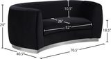 Julian Velvet / Engineered Wood / Stainless Steel / Foam Contemporary Black Velvet Loveseat - 70.5" W x 40.5" D x 29" H