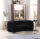 Julian Velvet / Engineered Wood / Stainless Steel / Foam Contemporary Black Velvet Loveseat - 70.5" W x 40.5" D x 29" H