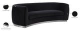 Julian Velvet / Engineered Wood / Stainless Steel / Foam Contemporary Black Velvet Sofa - 91.5" W x 43" D x 29" H