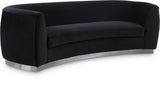 Julian Velvet / Engineered Wood / Stainless Steel / Foam Contemporary Black Velvet Sofa - 91.5" W x 43" D x 29" H