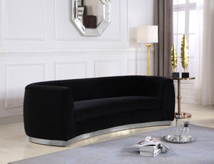Julian Velvet / Engineered Wood / Stainless Steel / Foam Contemporary Black Velvet Sofa - 91.5" W x 43" D x 29" H