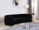 Julian Velvet / Engineered Wood / Stainless Steel / Foam Contemporary Black Velvet Sofa - 91.5" W x 43" D x 29" H