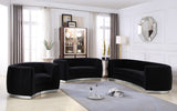 Julian Velvet / Engineered Wood / Stainless Steel / Foam Contemporary Black Velvet Sofa - 91.5" W x 43" D x 29" H