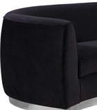 Julian Velvet / Engineered Wood / Stainless Steel / Foam Contemporary Black Velvet Sofa - 91.5" W x 43" D x 29" H