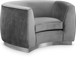 Julian Velvet / Engineered Wood / Stainless Steel / Foam Contemporary Grey Velvet Chair - 50.5" W x 40.5" D x 29" H