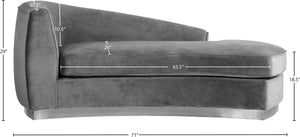 Julian Velvet / Engineered Wood / Stainless Steel / Foam Contemporary Grey Velvet Chaise - 71" W x 40.5" D x 29" H