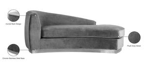 Julian Velvet / Engineered Wood / Stainless Steel / Foam Contemporary Grey Velvet Chaise - 71" W x 40.5" D x 29" H