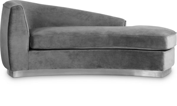 Julian Velvet / Engineered Wood / Stainless Steel / Foam Contemporary Grey Velvet Chaise - 71" W x 40.5" D x 29" H