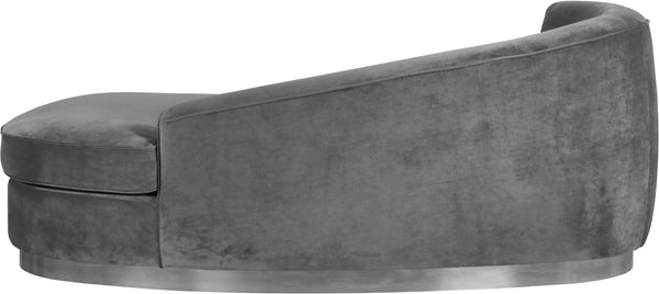 Julian Velvet / Engineered Wood / Stainless Steel / Foam Contemporary Grey Velvet Chaise - 71" W x 40.5" D x 29" H
