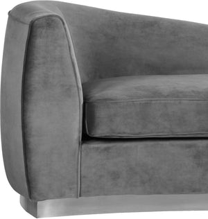 Julian Velvet / Engineered Wood / Stainless Steel / Foam Contemporary Grey Velvet Chaise - 71" W x 40.5" D x 29" H