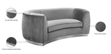 Julian Velvet / Engineered Wood / Stainless Steel / Foam Contemporary Grey Velvet Loveseat - 70.5" W x 40.5" D x 29" H