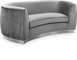 Julian Velvet / Engineered Wood / Stainless Steel / Foam Contemporary Grey Velvet Loveseat - 70.5" W x 40.5" D x 29" H