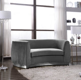 Julian Velvet / Engineered Wood / Stainless Steel / Foam Contemporary Grey Velvet Loveseat - 70.5" W x 40.5" D x 29" H