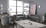 Julian Velvet / Engineered Wood / Stainless Steel / Foam Contemporary Grey Velvet Loveseat - 70.5" W x 40.5" D x 29" H