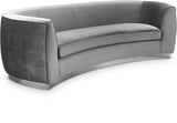 Julian Velvet / Engineered Wood / Stainless Steel / Foam Contemporary Grey Velvet Sofa - 91.5" W x 43" D x 29" H