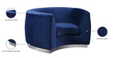 Julian Velvet / Engineered Wood / Stainless Steel / Foam Contemporary Navy Velvet Chair - 50.5" W x 40.5" D x 29" H