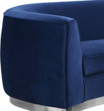 Julian Velvet / Engineered Wood / Stainless Steel / Foam Contemporary Navy Velvet Chair - 50.5" W x 40.5" D x 29" H