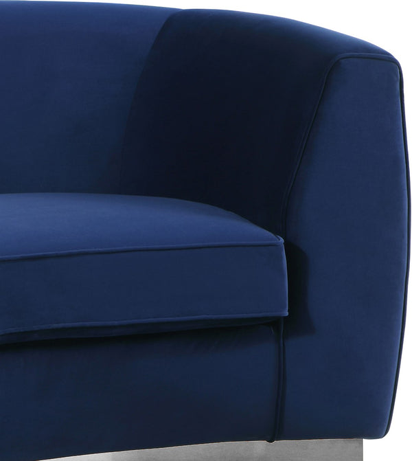 Julian Velvet / Engineered Wood / Stainless Steel / Foam Contemporary Navy Velvet Chair - 50.5" W x 40.5" D x 29" H