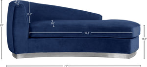 Julian Velvet / Engineered Wood / Stainless Steel / Foam Contemporary Navy Velvet Chaise - 71" W x 40.5" D x 29" H