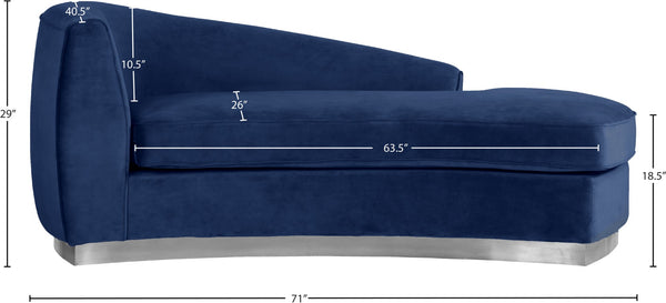 Julian Velvet / Engineered Wood / Stainless Steel / Foam Contemporary Navy Velvet Chaise - 71" W x 40.5" D x 29" H