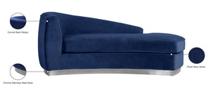 Julian Velvet / Engineered Wood / Stainless Steel / Foam Contemporary Navy Velvet Chaise - 71" W x 40.5" D x 29" H