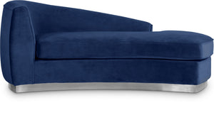 Julian Velvet / Engineered Wood / Stainless Steel / Foam Contemporary Navy Velvet Chaise - 71" W x 40.5" D x 29" H