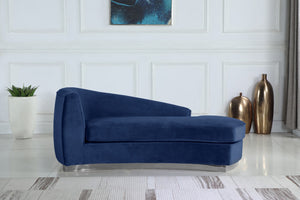 Julian Velvet / Engineered Wood / Stainless Steel / Foam Contemporary Navy Velvet Chaise - 71" W x 40.5" D x 29" H