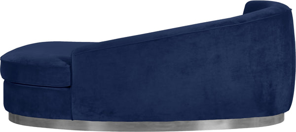 Julian Velvet / Engineered Wood / Stainless Steel / Foam Contemporary Navy Velvet Chaise - 71" W x 40.5" D x 29" H