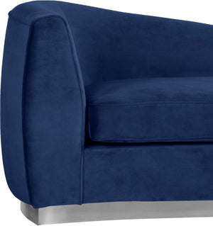 Julian Velvet / Engineered Wood / Stainless Steel / Foam Contemporary Navy Velvet Chaise - 71" W x 40.5" D x 29" H