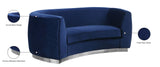 Julian Velvet / Engineered Wood / Stainless Steel / Foam Contemporary Navy Velvet Loveseat - 70.5" W x 40.5" D x 29" H