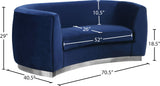 Julian Velvet / Engineered Wood / Stainless Steel / Foam Contemporary Navy Velvet Loveseat - 70.5" W x 40.5" D x 29" H