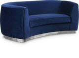 Julian Velvet / Engineered Wood / Stainless Steel / Foam Contemporary Navy Velvet Loveseat - 70.5" W x 40.5" D x 29" H