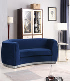 Julian Velvet / Engineered Wood / Stainless Steel / Foam Contemporary Navy Velvet Loveseat - 70.5" W x 40.5" D x 29" H