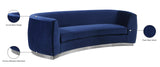 Julian Velvet / Engineered Wood / Stainless Steel / Foam Contemporary Navy Velvet Sofa - 91.5" W x 43" D x 29" H