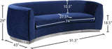 Julian Velvet / Engineered Wood / Stainless Steel / Foam Contemporary Navy Velvet Sofa - 91.5" W x 43" D x 29" H