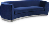 Julian Velvet / Engineered Wood / Stainless Steel / Foam Contemporary Navy Velvet Sofa - 91.5" W x 43" D x 29" H