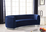 Julian Velvet / Engineered Wood / Stainless Steel / Foam Contemporary Navy Velvet Sofa - 91.5" W x 43" D x 29" H