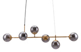 Zuo Modern Gisela Steel, Glass Modern Commercial Grade Ceiling Lamp Brass, Black Steel, Glass