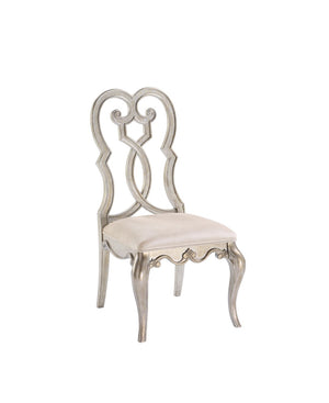 Esteban Transitional Side Chair (Set-2) Ivory Fabric(#V0063-2) & Antique Champagne Finish
 62202-ACME