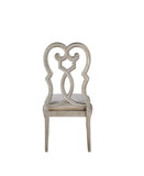 Esteban Transitional Side Chair (Set-2) Ivory Fabric(#V0063-2) & Antique Champagne Finish
 62202-ACME