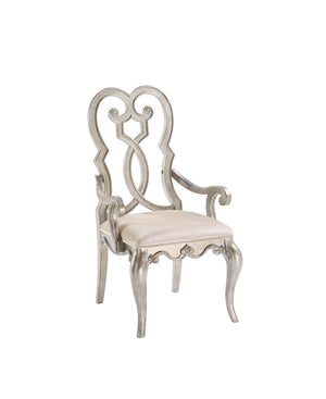 Esteban Transitional Arm Chair (Set-2) Ivory Fabric(#V0063-2) & Antique Champagne Finish 62203-ACME