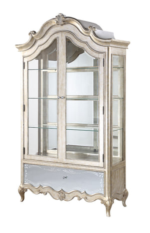 Esteban Transitional Curio Mirrored & Antique Champagne Finish 62204-ACME