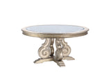 Esteban Transitional Dining Table Mirrored & Antique Champagne Finish 62210-ACME