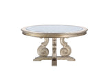 Esteban Transitional Dining Table Mirrored & Antique Champagne Finish 62210-ACME