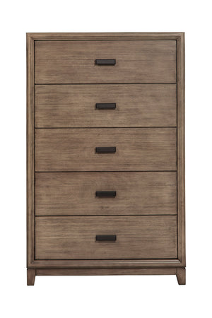 Alpine Furniture Camilla 5 Drawer Chest, Antique Grey 1800-05 Antique Grey Plantation Mahogany Solids & Okoume Veneer 32 x 18 x 51.5