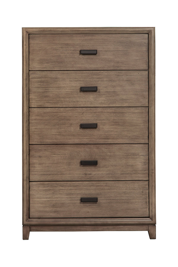 Alpine Furniture Camilla 5 Drawer Chest, Antique Grey 1800-05 Antique Grey Plantation Mahogany Solids & Okoume Veneer 32 x 18 x 51.5