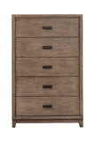 Alpine Furniture Camilla 5 Drawer Chest, Antique Grey 1800-05 Antique Grey Plantation Mahogany Solids & Okoume Veneer 32 x 18 x 51.5